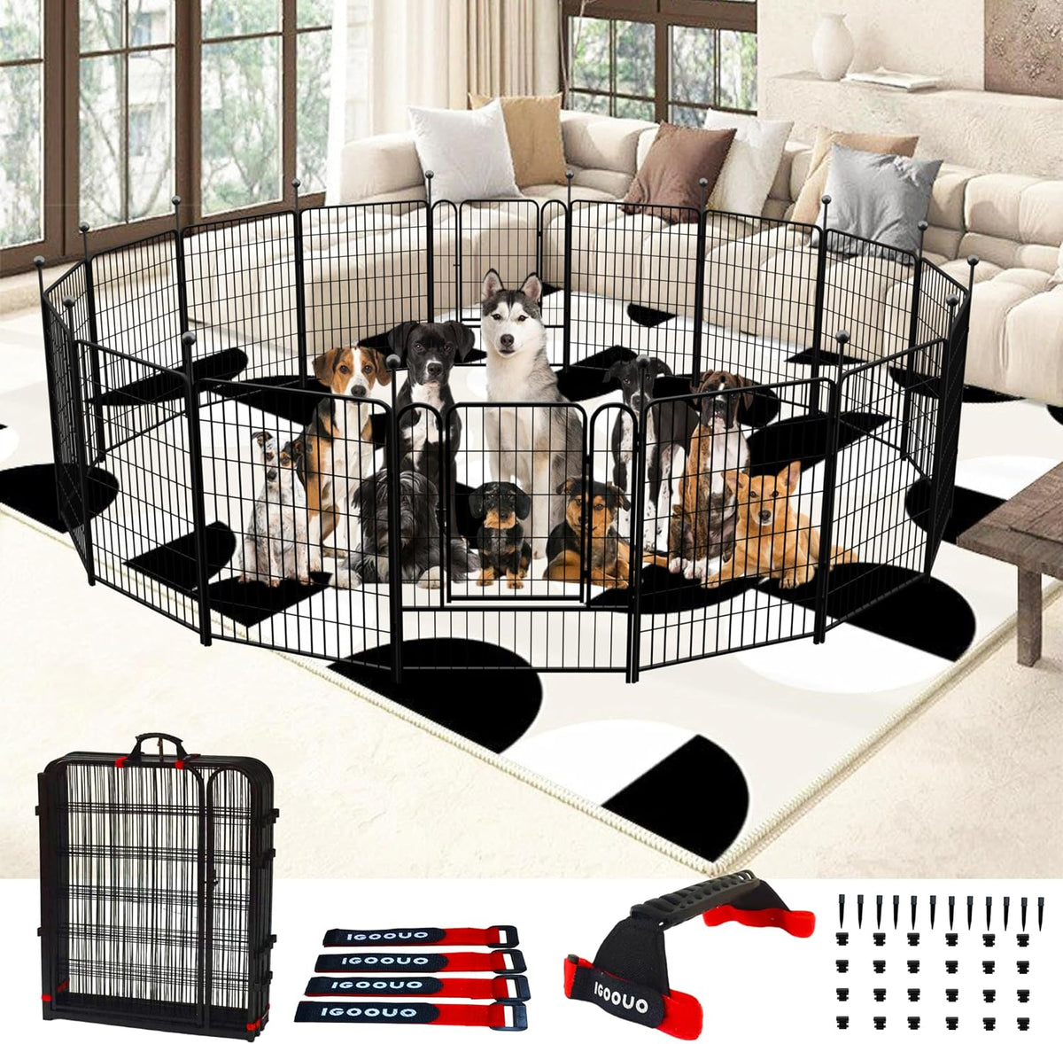 Dog Play Pen Indoors/Outdoor - 12 Panels / 36'' High