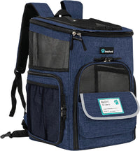 PetAmi Dog Backpack Carrier - Navy / 12.5"L x 12.0"W x 16.5"H