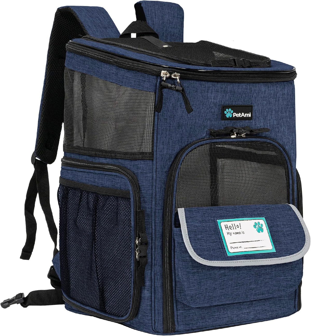 PetAmi Dog Backpack Carrier - Navy / 12.5"L x 12.0"W x 16.5"H