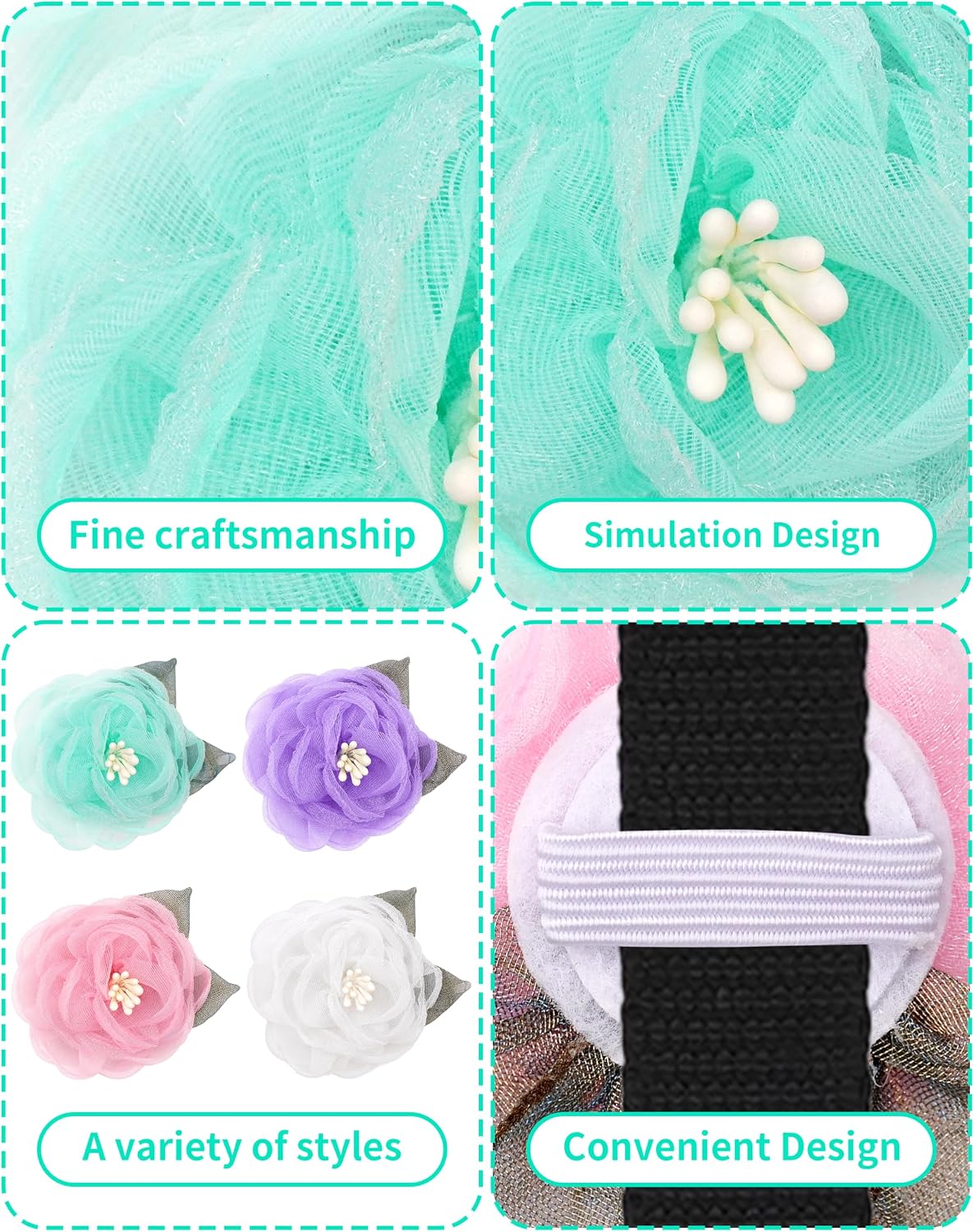 PET SHOW 4 Pack Small Dog Bows Sliding on Collar Attachment – Essentials for Dogs - Light Purple, Pink, Green, Yellow - image 3