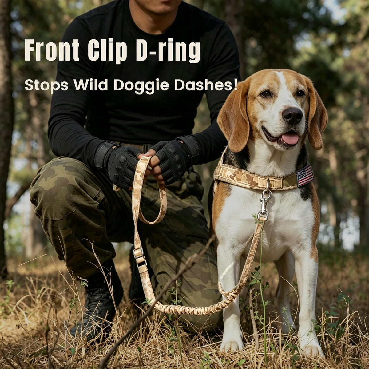 Forestpaw No Pull Dog Harness with Large Handle, Comfortable, L - M: Chest 23-28", Fit 28-50 lbs / Brown Camo - image 3