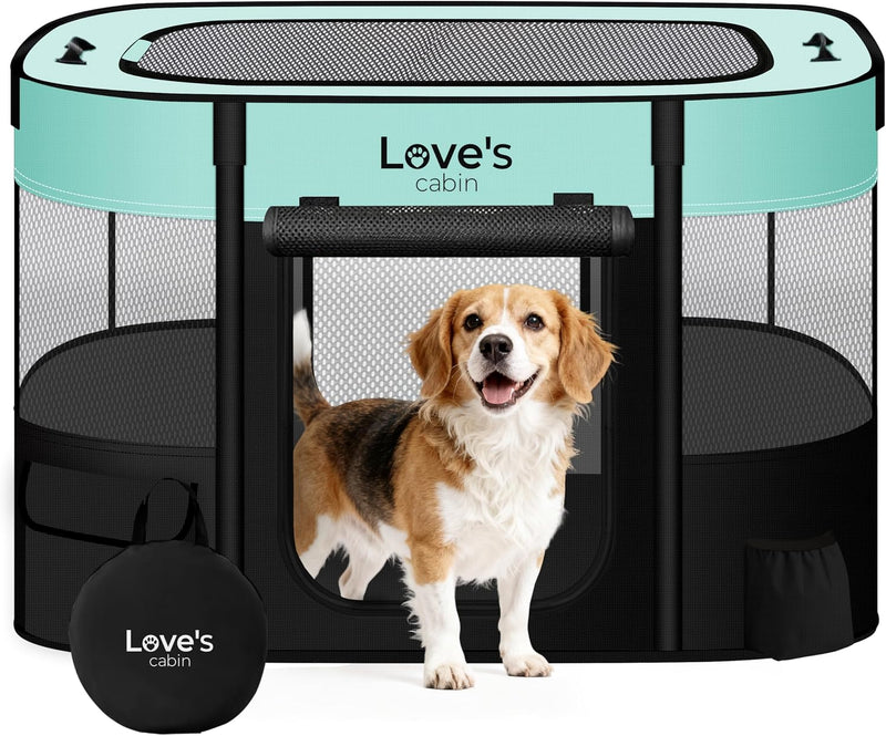 Love's cabin Pet Puppy Dog Playpen - Green / Large