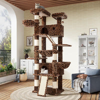 SHA CERLIN 81in Multi-Level Tall Cat Tree Tower for Indoor - Leopard Print