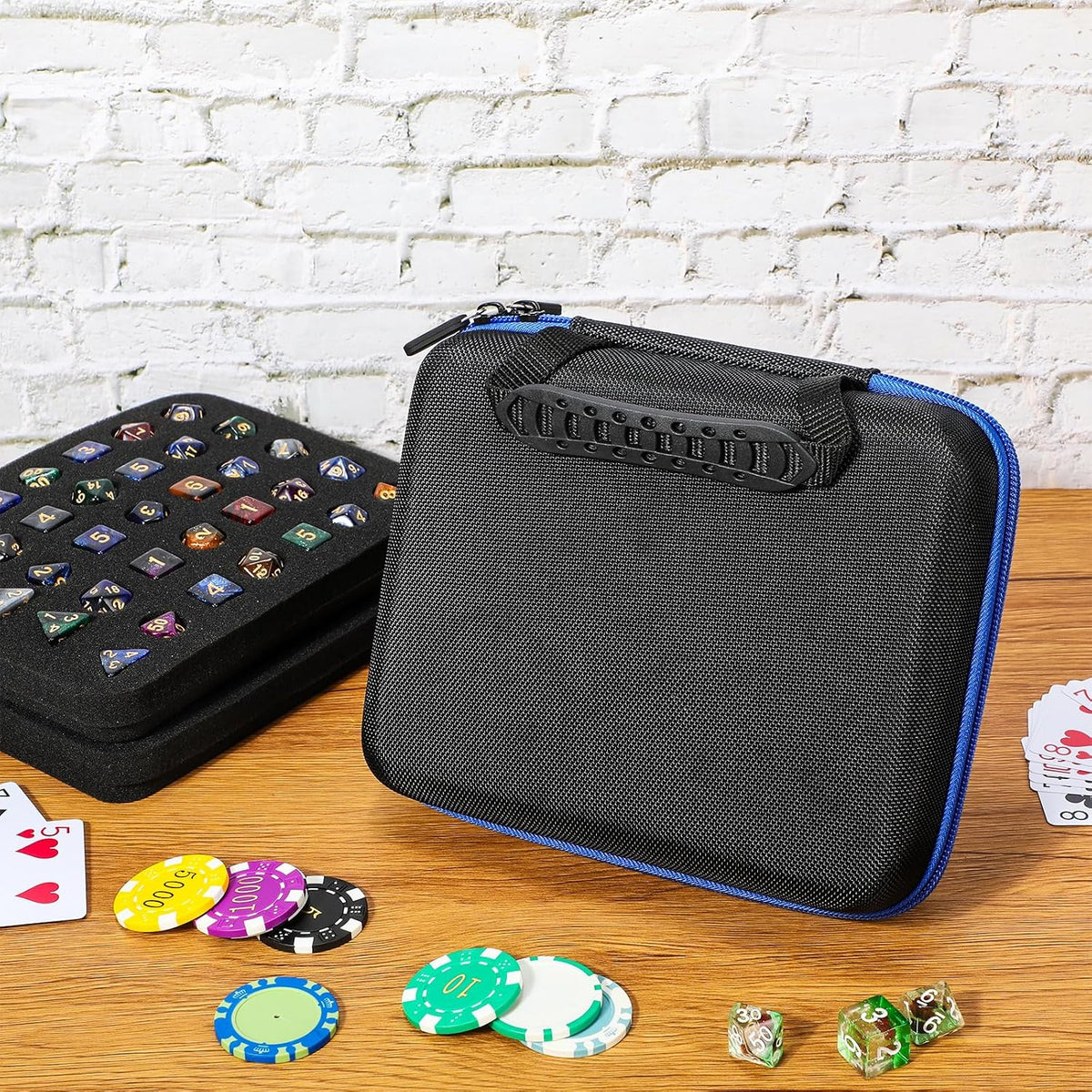 Aoriher 1 Pcs Dice Case with Removable Slotted Tray - Blue - image 4