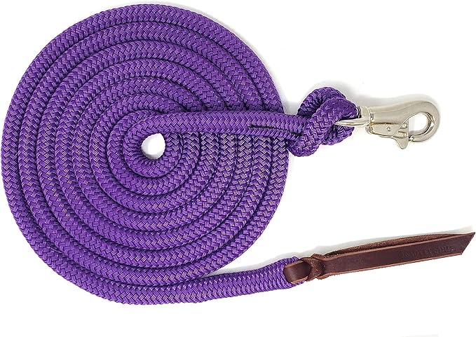 Premium 1/2" Samson EQ Yacht Braid Lead Rope with Nickel Trigger Bull Snap. Option for 12ft, 14ft and 16ft Lengths (Purple, 12 FT)
