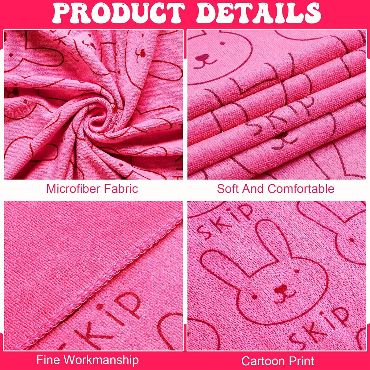 Peryiter 8 Pcs Dog Drying Towels Bulk 55'' x 28'' Pet Grooming - Pink - image 4