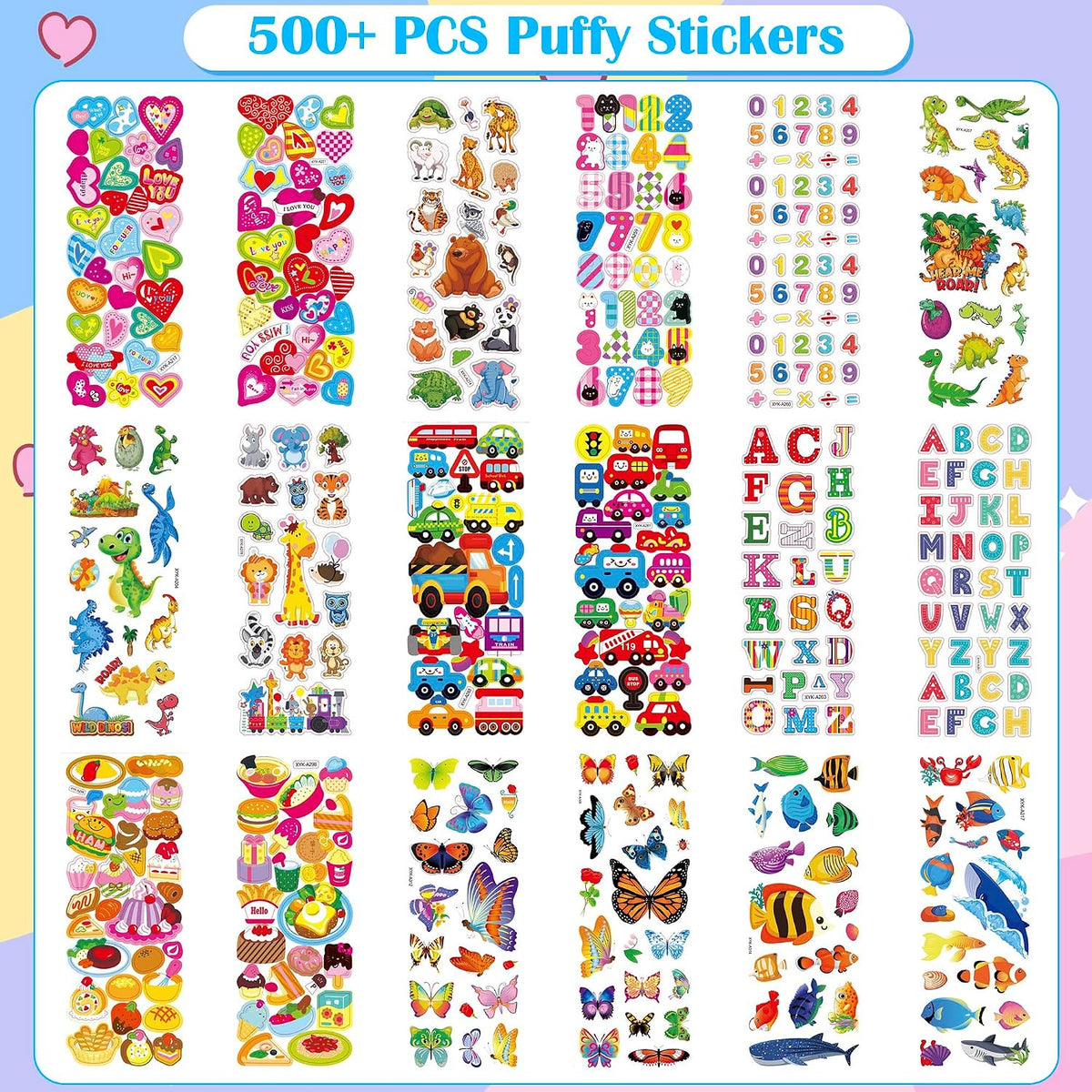 Stickers for Kids, Water Bottle Scrapbook Stickers for Toddlers - Puffy - image 3