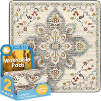Washable Pee Pad for Dogs - White Medallion / 48" x 48" (2 Pack)