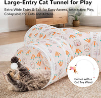 Tempcore Cat Tunnel, 3-Way Collapsible Toy for Indoor Cats - Pink Rabbit / Small - image 3