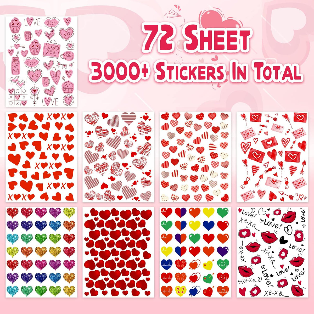 LINAYE 24 Sheets Happy Birthday Stickers, 730 Counts - Valentines 72 Sheets - image 3