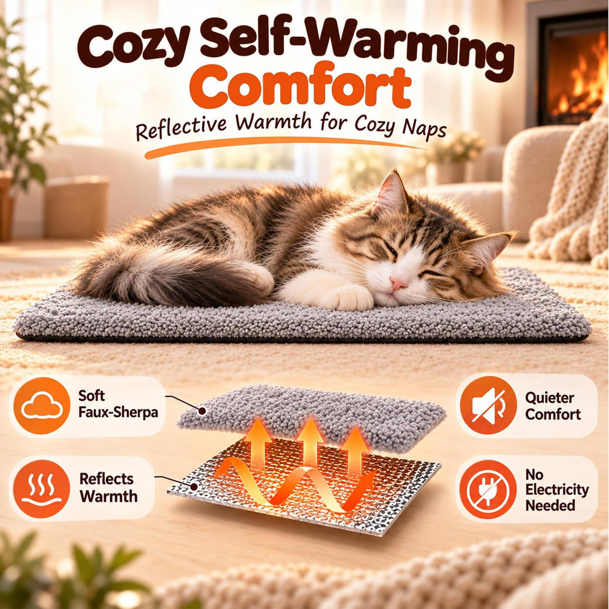 PatiencET Self Warming Cat Bed for Indoor Cats 18'' x 24'' - Gray / 18*24 - image 4