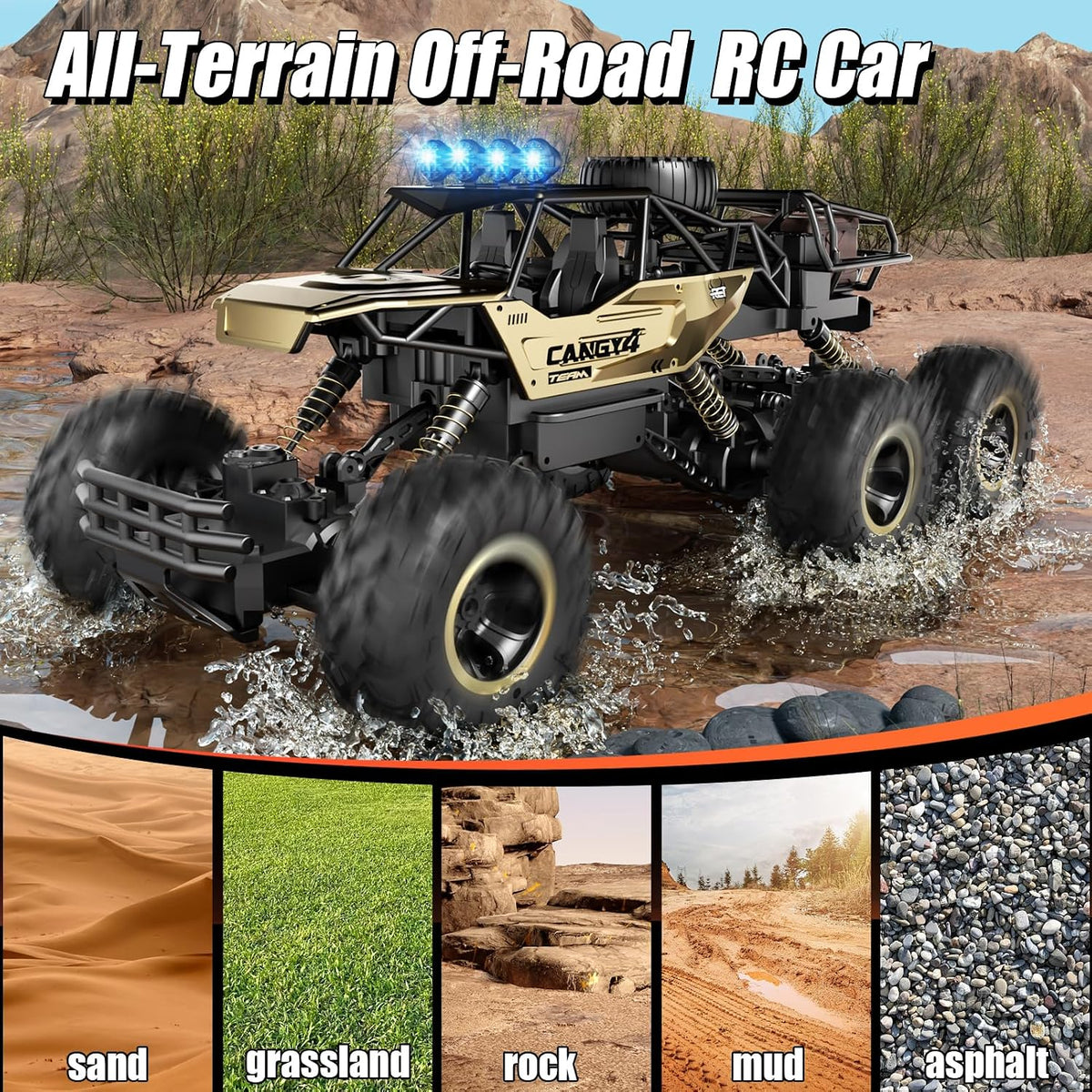 Jiakora RC Cars Remote Control Car 1:12 Off Road Truck - 6 Wheels Gold - image 2