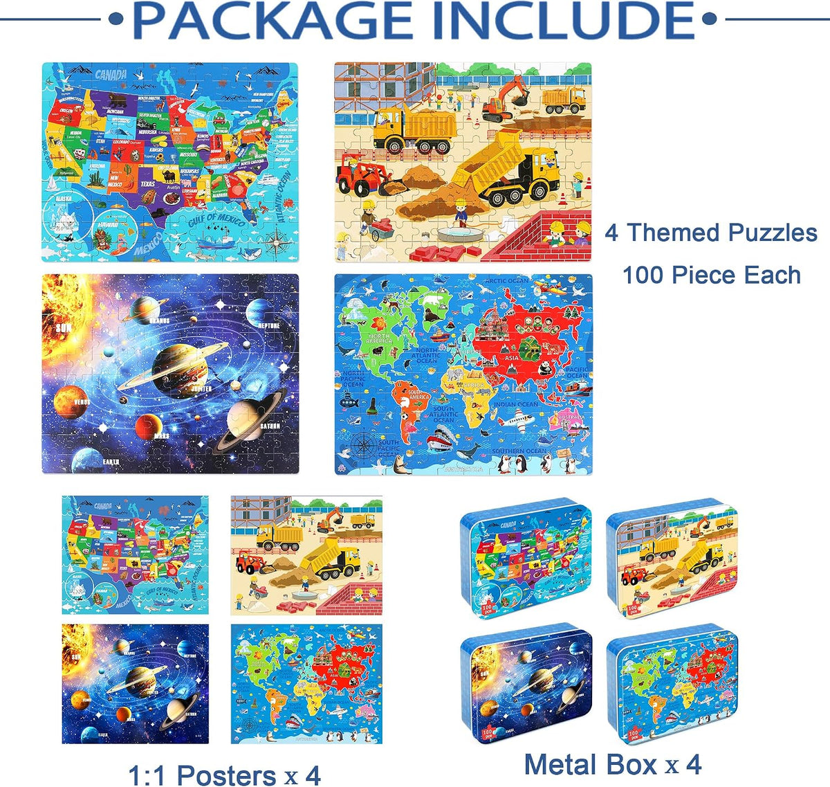 LELEMON Halloween jigsaw puzzle for kids with pumpkins and bats in tin box - view 12