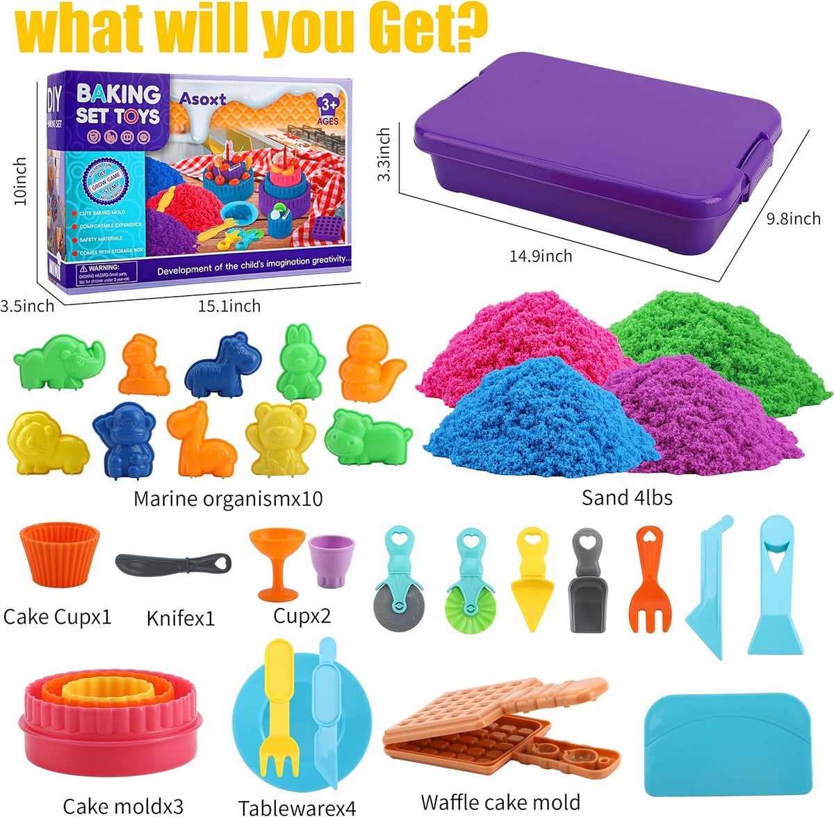 Asoxt Sensory Bin for Boy Girl Kid Toy, 17 Molds - image 4