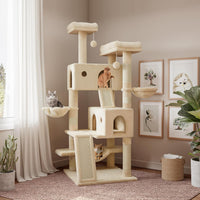 SHA CERLIN 65in Larger Cat Tree Tower Condo for Indoor - Beige