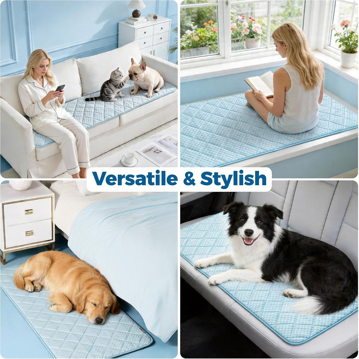 Waterproof Cooling Mat for Large Dogs 28x41 - Light Blue / 23x35 - image 2