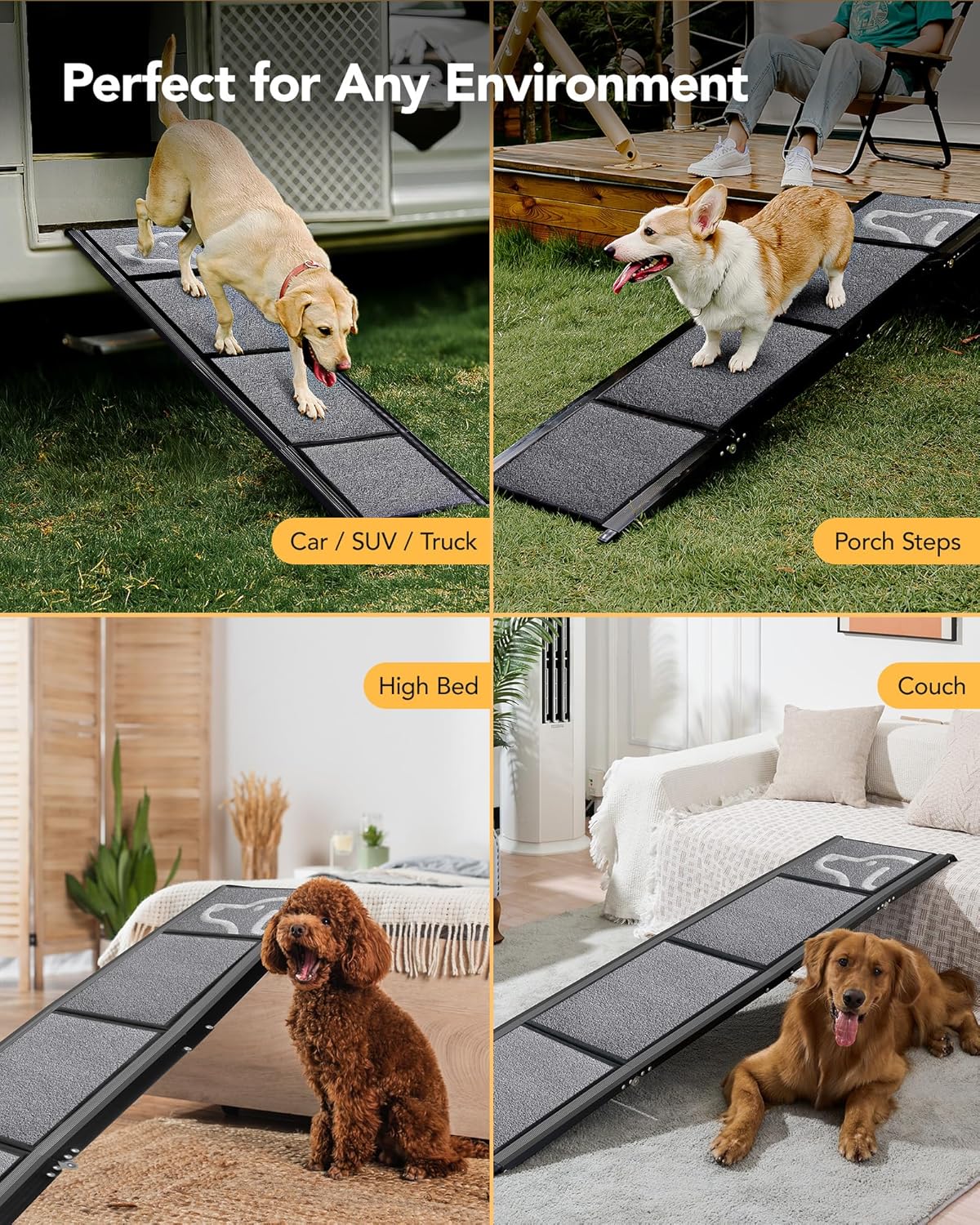 Dog Ramp for Cars, 71" L × 17.2" W, Extra-Long Foldable – Essentials for Dogs - Upgraded 63'' L x 19.7" W - image 4