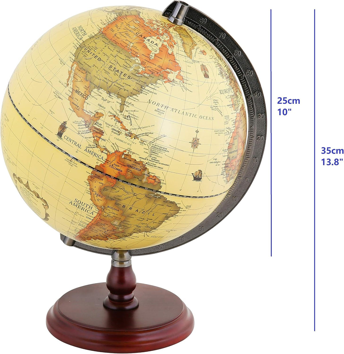 Annova Mini Antique Globe 4-inch / 10 cm - Brown Vintage - image 3