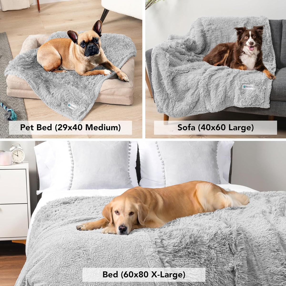 PetAmi Waterproof Dog Blanket for Couch Protector Pet Throw - Light Grey / X-large (60x80) - image 4