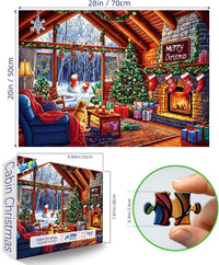 Vintage Paint Hummingbird Flower 500 Piece Puzzles for Adults - Colorful-1000 Piece-christmas Cabin / 27.5" X 19.7" - image 2
