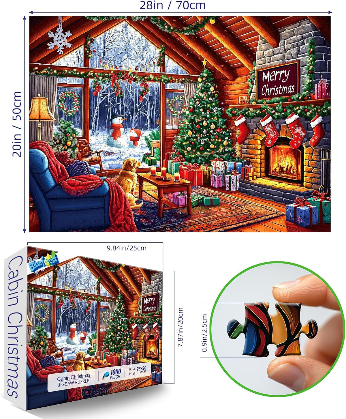 Vintage Paint Hummingbird Flower 500 Piece Puzzles for Adults - Colorful-1000 Piece-christmas Cabin / 27.5" X 19.7" - image 2