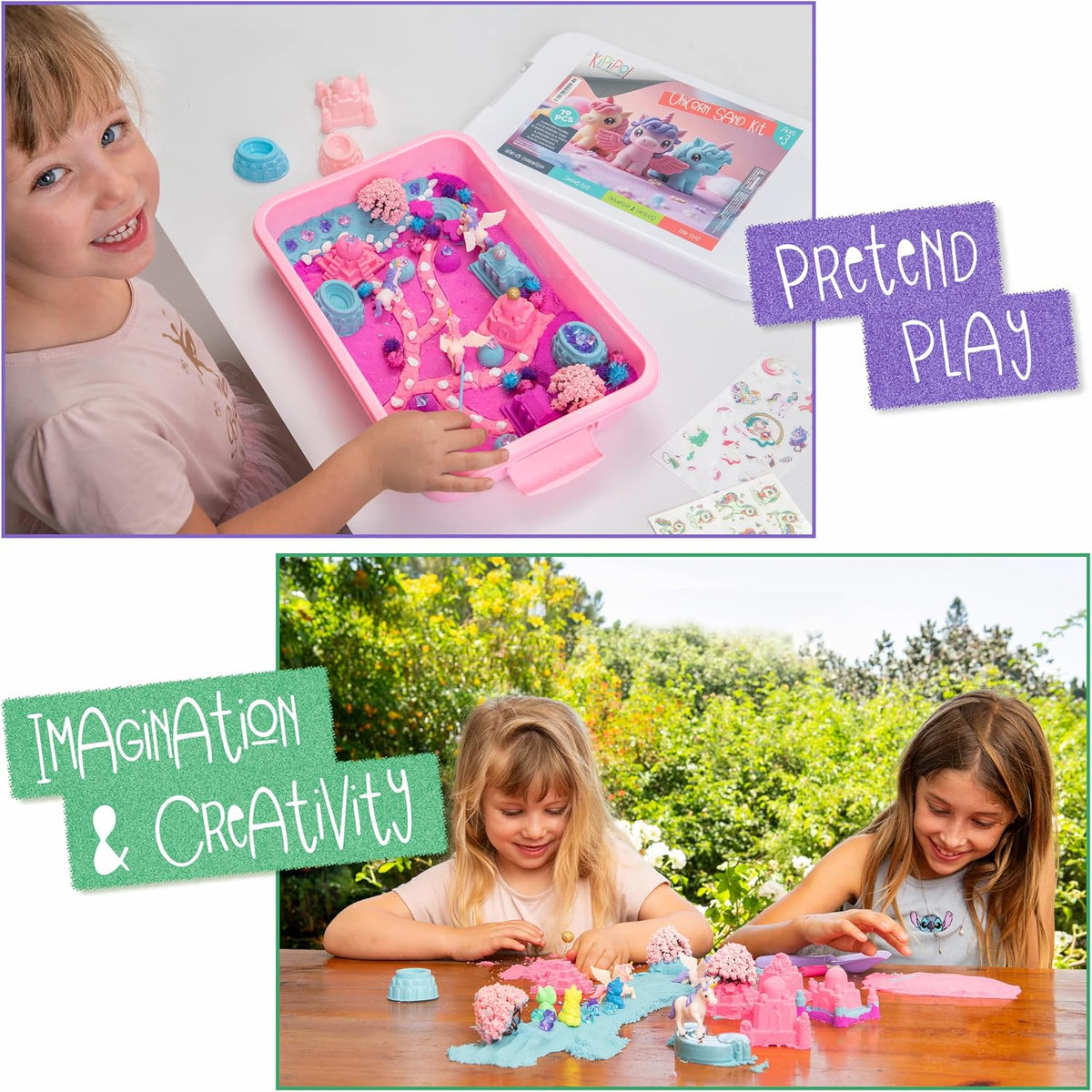 Kipipol Unicorn Sensory Bin for Toddlers 3-4 - Unicorn Sand Kit - image 4