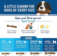 Bernie's Charming Chompers - Daily Dental Chews for Dogs 26-50 Lbs. - 36 Count - Cleans Teeth, Freshens Breath, + Boosts Oral-Gut Microbiome. Easy to Digest, Supports Healthy Digestion Naturally