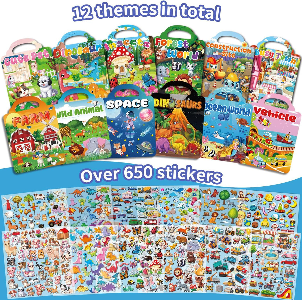Kalysky 3 pack Halloween reusable sticker books for toddlers with handles - view 23