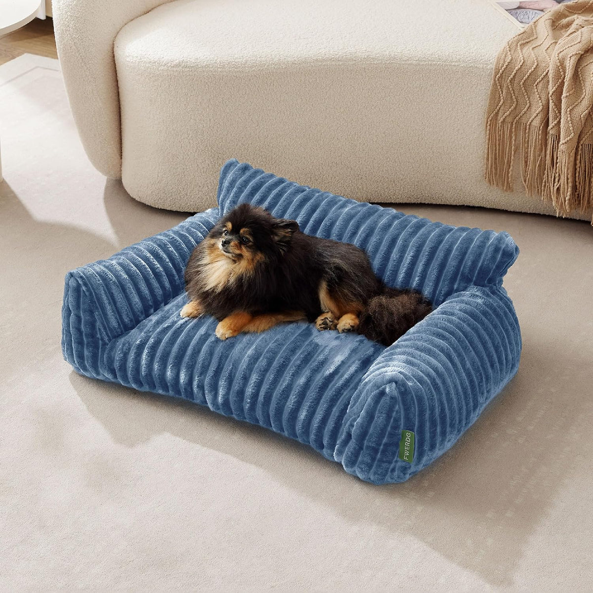Cute Couch Bed for Pets, Supportive Cat Sofa for Indoor Cats - 30.0"L x 20.0"W x 10.0"Th / Blue - image 2