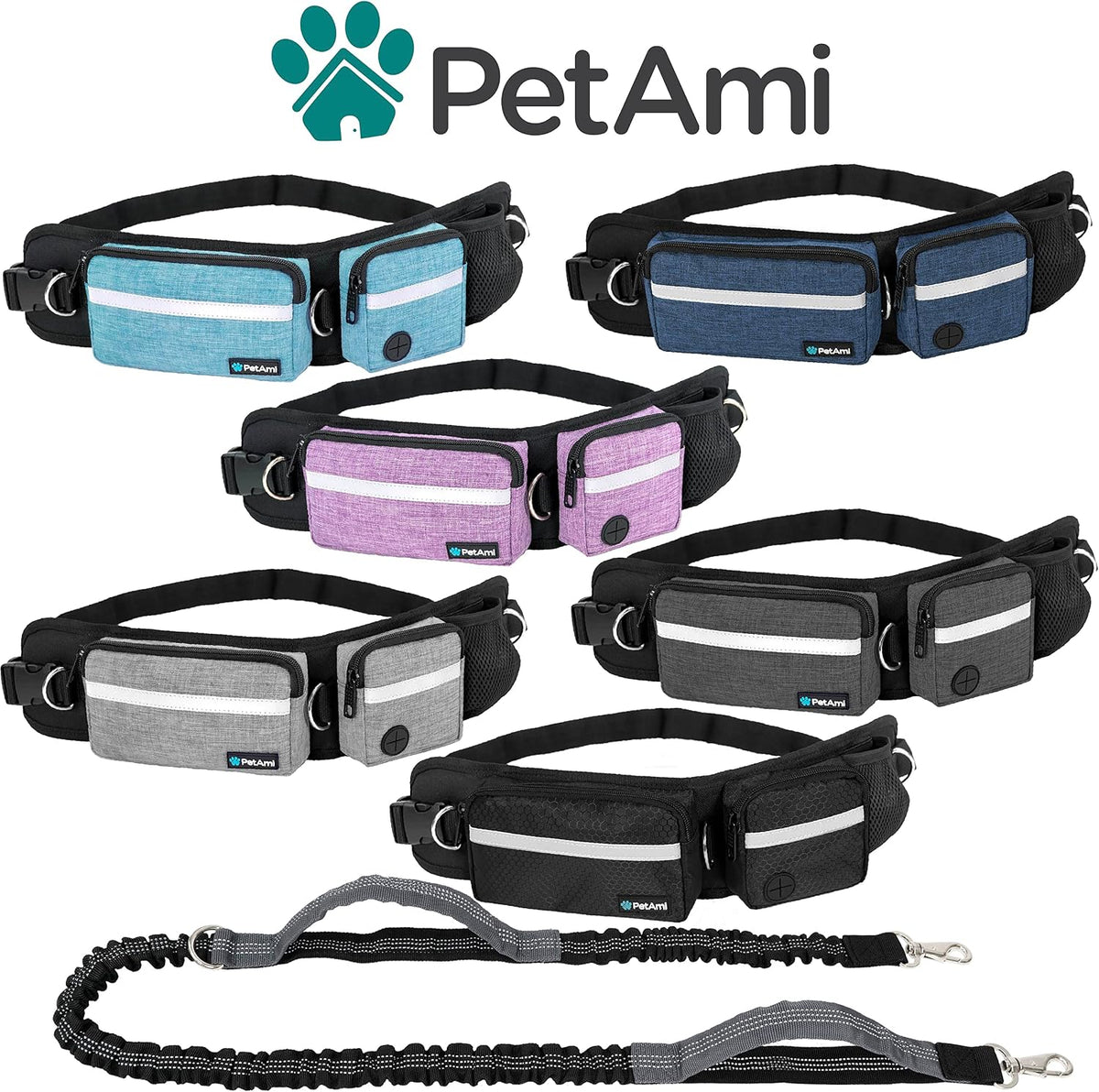 PetAmi Hands Free Dog Leash with Waist Running Belt Bag, Single – Essentials for Dogs - 1 Leash / Turquoise - image 4