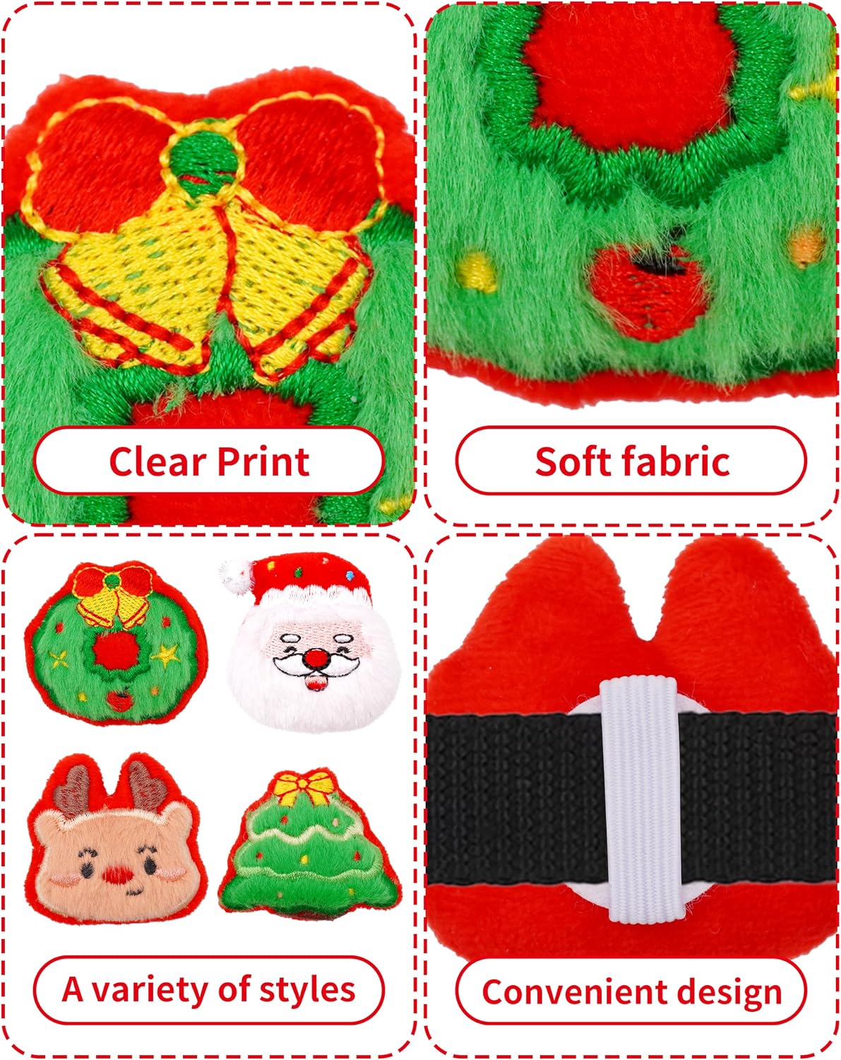 PET SHOW 4 Pack Small Dog Bows Sliding on Collar Attachment – Essentials for Dogs - Christmas - image 3