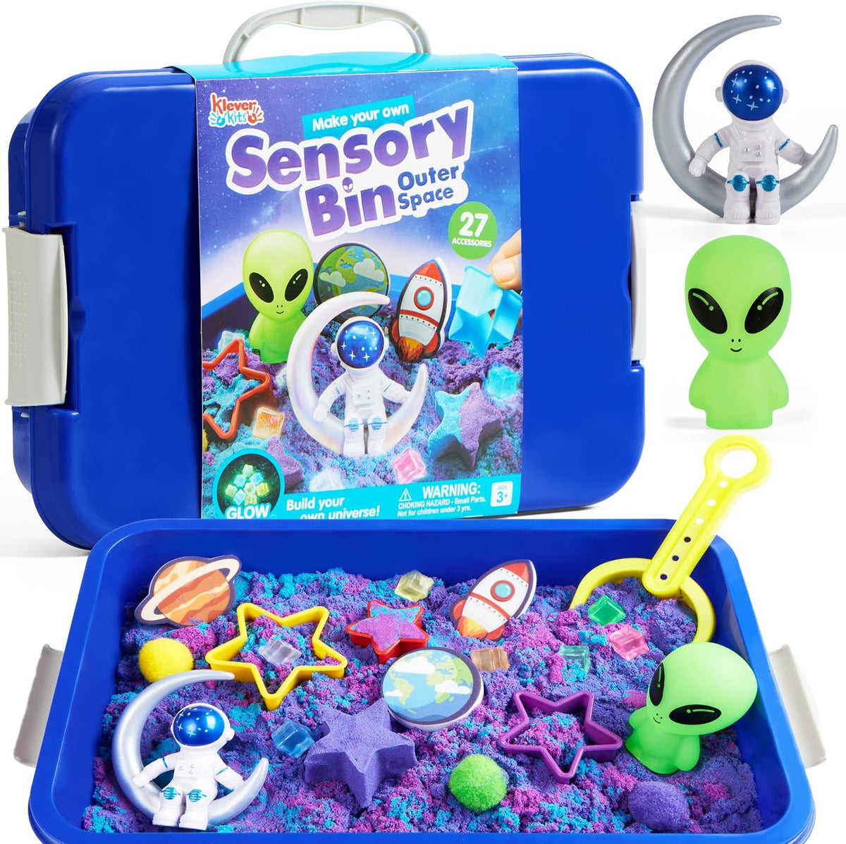JOVA Klever Kits Construction Sensory Bin for kids Glow - Space