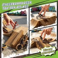 RNGODO 14-in-1 fingerboard skatepark set with ramps, rails, 8 finger skateboards and finger bike - view 13