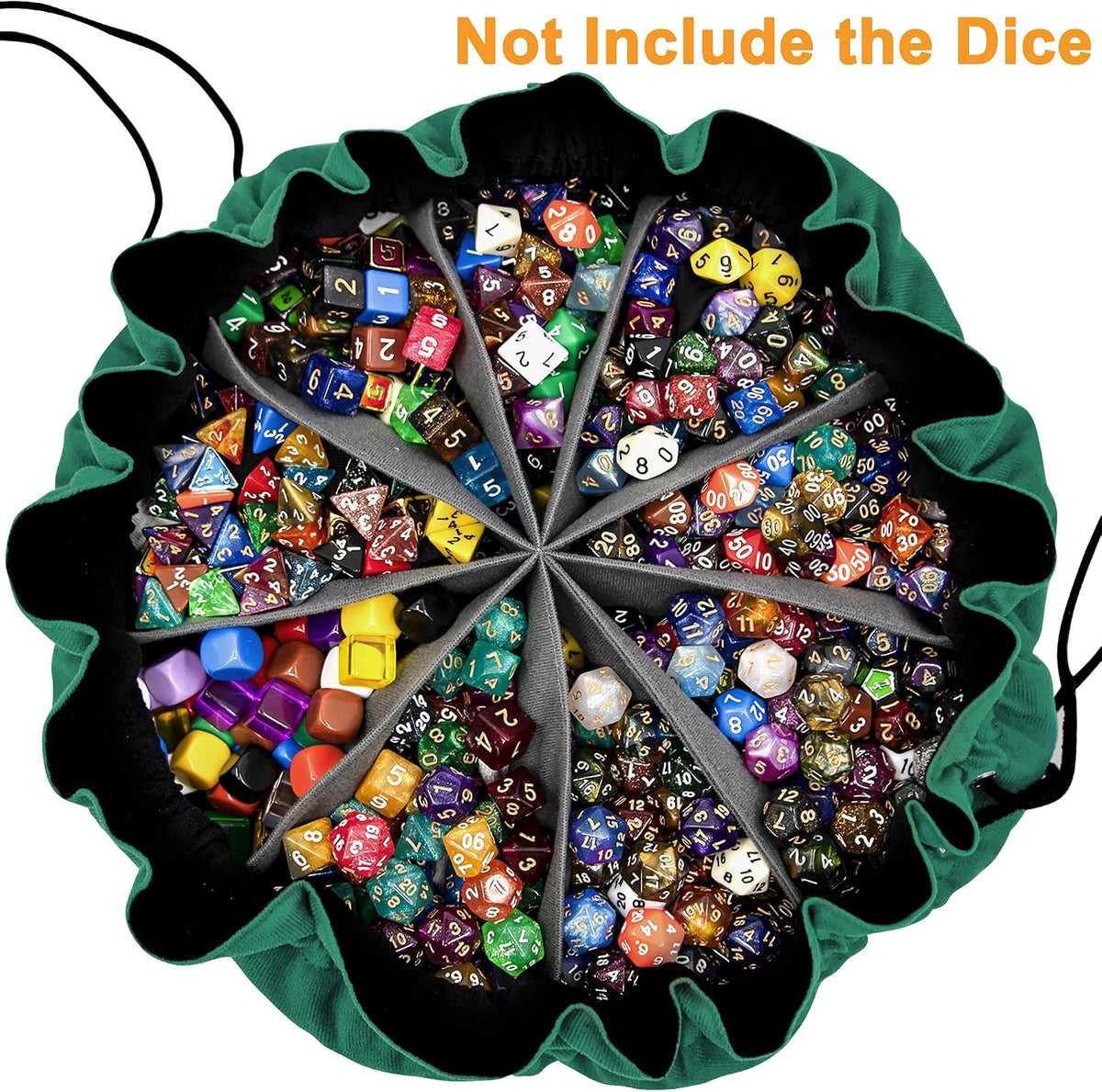 SIQUK Large Dice Bag with Pockets Big Capacity Dice Bag Drawstring - Dark Green - image 2