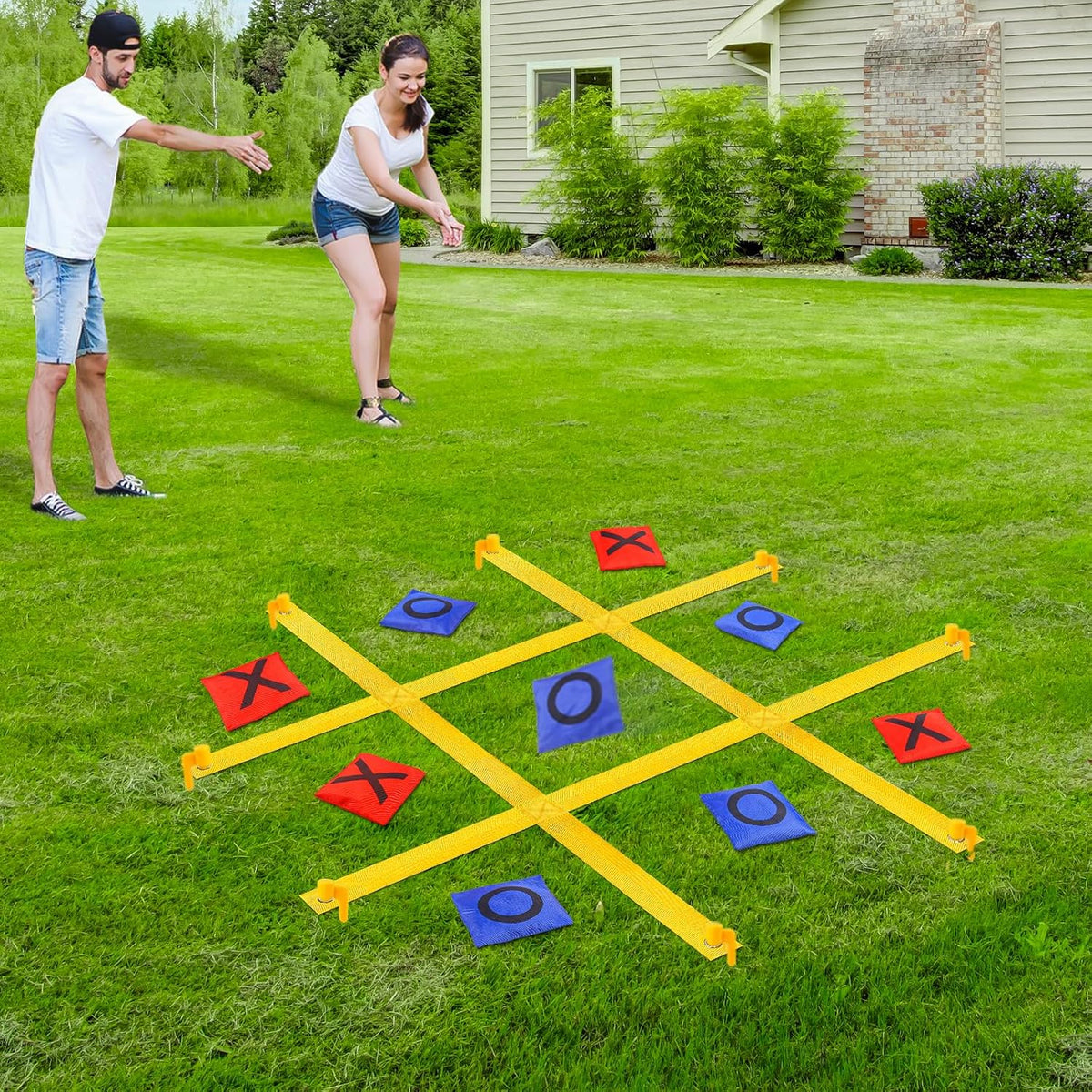 Giant Tic Tac Toe Outdoor Games for Kids Adults Family - Yellow 4 ft. * 4 ft