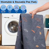 Sunheir 2 Pack Washable Guinea Pig Pee Pads, 24" x 48" Waterproof Reusable Guinea Pig Cage Liners, Absorbent Bedding Training Mat for Small Animal Guinea Pigs Rabbit Bunny Hamster (Leaves - Deep Grey)