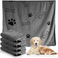 Chumia 4 Pcs Dog Towels for Drying Dog Puppy Bulk Microfiber - 24 x 40 Inch / Gray