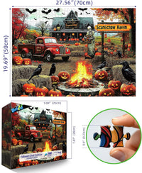 Vintage Paint Hummingbird Flower 500 Piece Puzzles for Adults - Colorful-1000 Piece-halloween Ghost Scarecrow / 27.5" X 19.7" - image 4