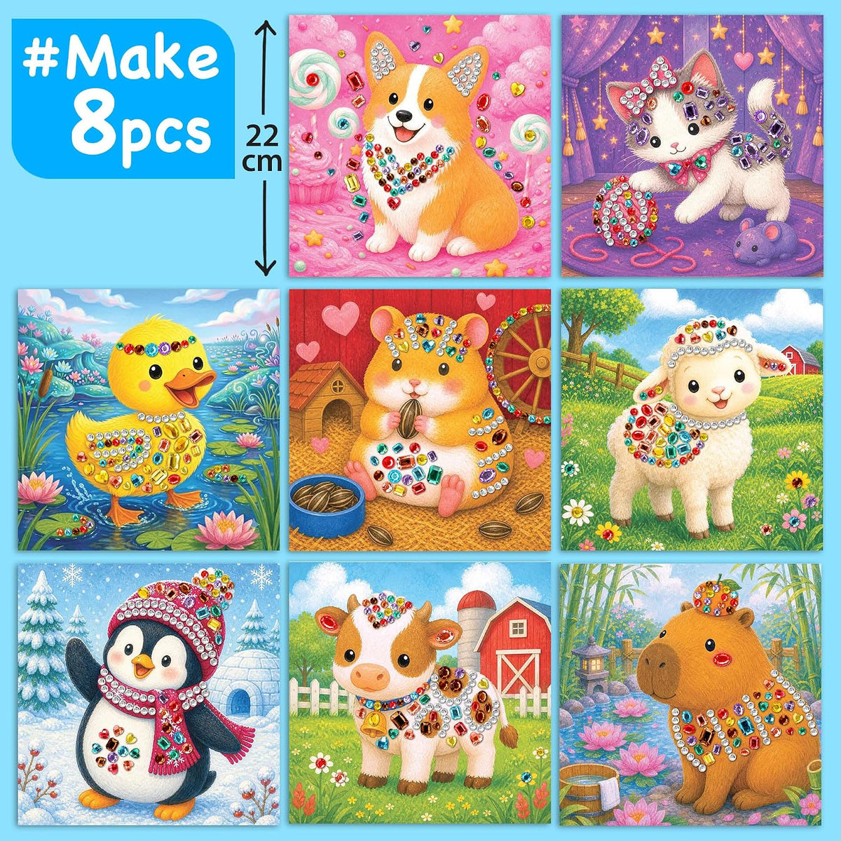 EZCRA Gem Sticker Kit for Kids, 990+ Stickers - Cute Animals - image 2