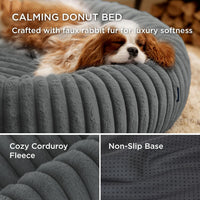 Bedsure ComfyFleece Donut Dog Bed Medium Size Dog with Washable Cover – Essentials for Dogs - S (23x23x7) / Warm Grey - image 3