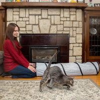 PetLike Cat Tunnel for Indoor Cats Collapsible Pop-up Pet Tube Peek - one way / Grey - image 3