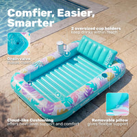 SLOOSH Inflatable Tanning Pool Lounger Float - Tropical Blue / Large - image 4