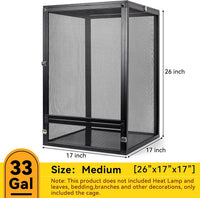 RunDuck Foldable Reptile Terrarium Kit 33 Gallon 26"x17"x17" – Essentials for Reptiles And Amphibians - Black / 26"x17"x17" - image 2