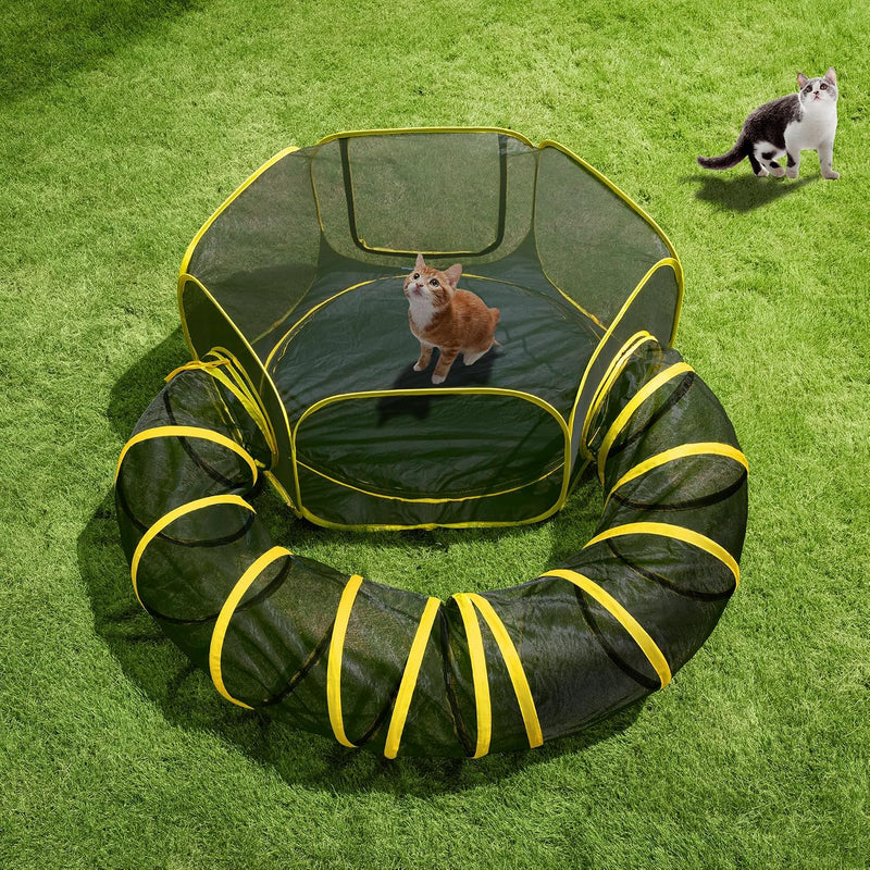 VIVOHOME 6-in-1 Outdoor Cat Enclosure with Playhouse - Small