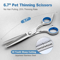 Gimars Titanium Coated Professional 6 in 1 4CR Stainless Steel Dog Grooming Scissors with Safety Round Tip, Heavy Duty Pet Grooming Scissor for Dogs, Cats and Other Animals