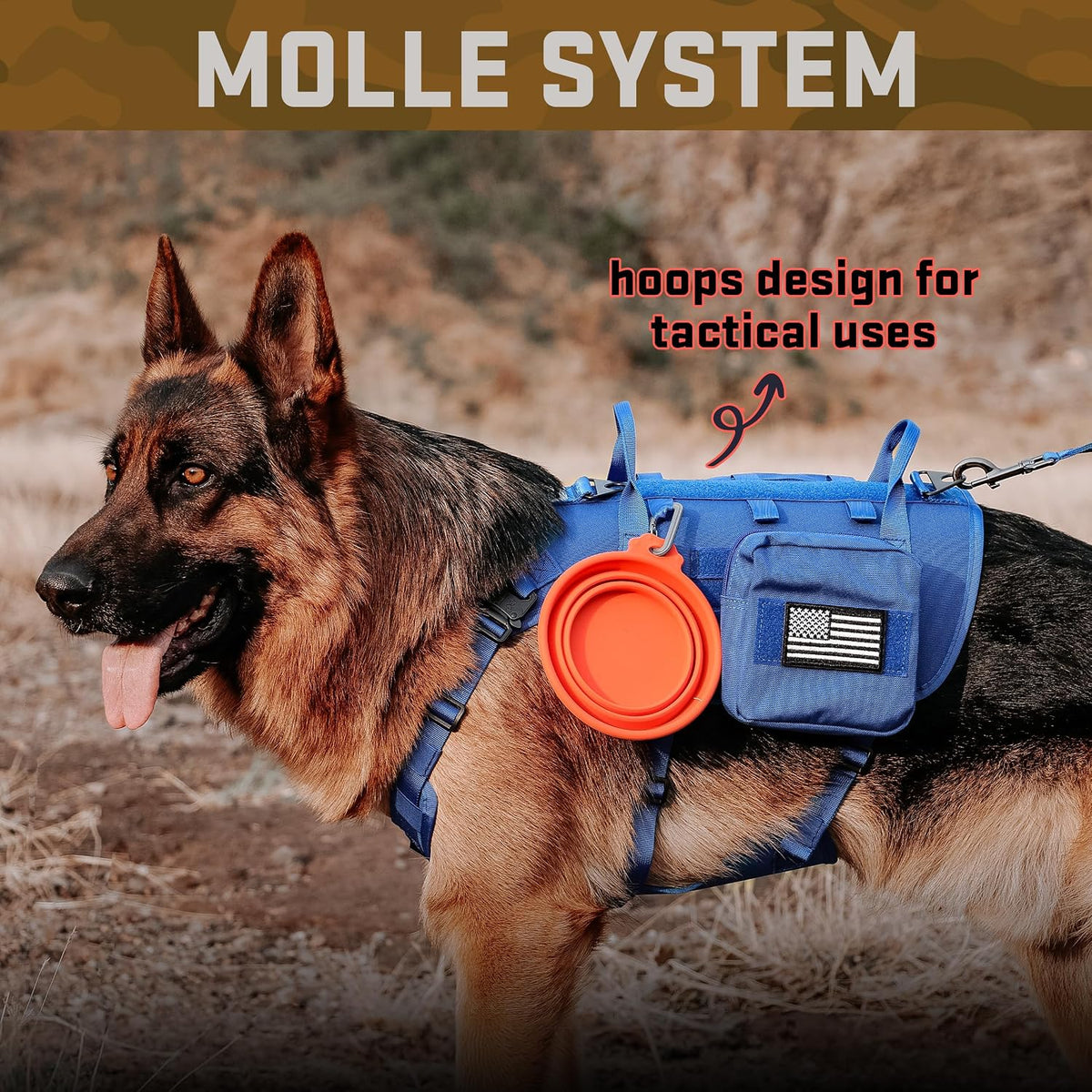 Forestpaw Tactical Dog Harness for Large Dogs, Military, L - S:Chest 17-25",Fit 20-35lbs / Blue - image 4