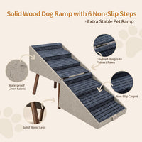 XXL 2-in-1 Ottoman Dog Stairs for Large Dogs - Beige H 21.6" - image 4