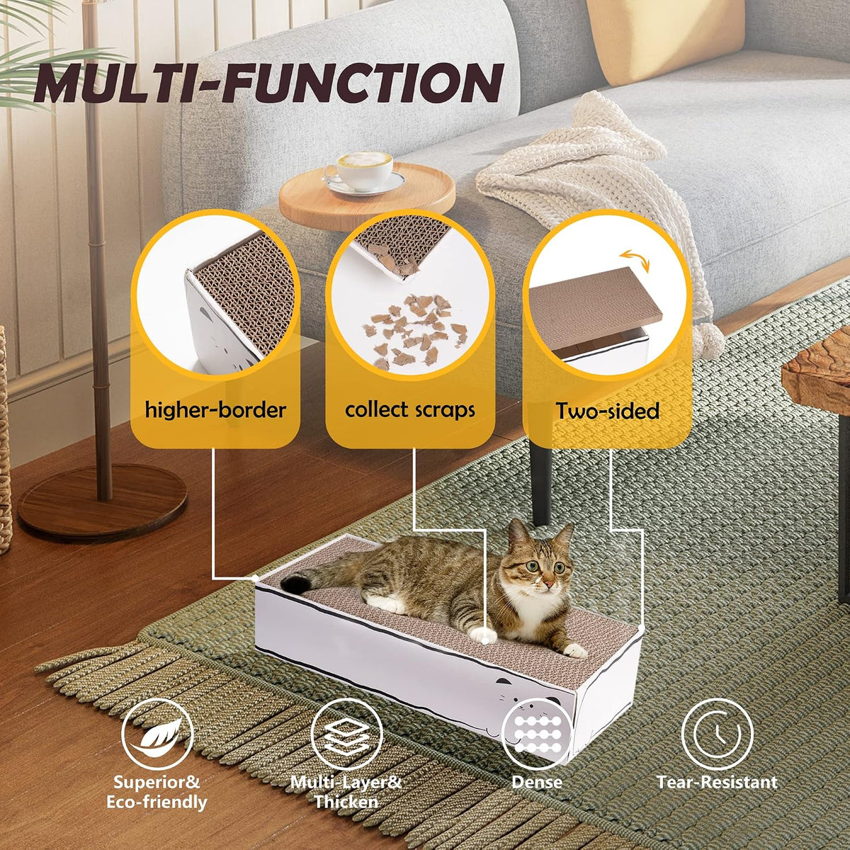 Oval Sturdy Cat Scratching Cardboard Pad Breathable Cat Scratch Pad - Scratch Box - 5 pcs - image 2