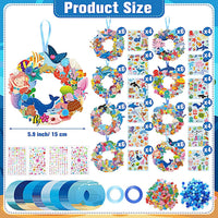 Hollowfly Thanksgiving paper wreath craft kits with gem stickers, ribbons and wool balls - view 17