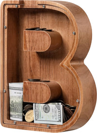 Ladenk Wooden Letter Piggy Bank - B / Initial-9"